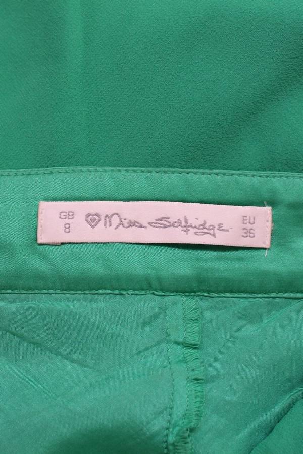 MISS SELFRIDGE 100% SILK GREEN HALTERNECK COCKTAIL PARTY DRESS - SIZE 6