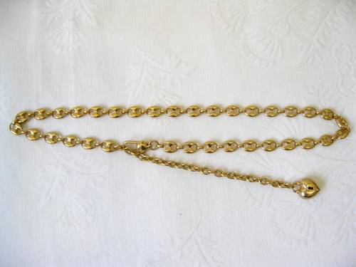 VINTAGE GOLD PLATED GUCCI STYLE MARINA PUFFY LINK HEART CHAIN BELT