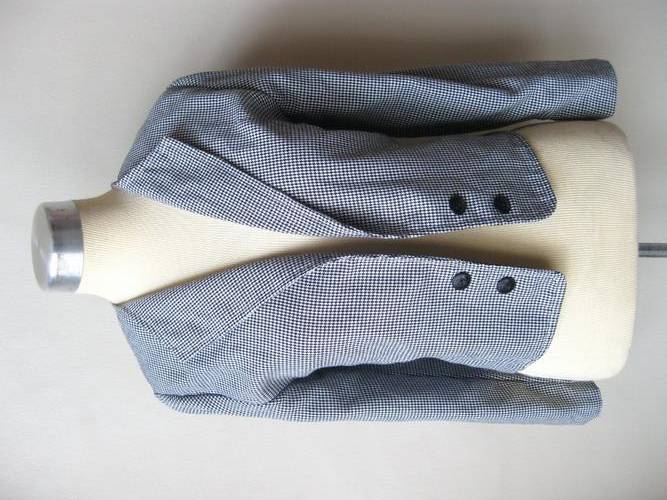 VINTAGE BLACK WHITE HOUNDSTOOTH CHECK BLAZER JACKET - SIZE 8