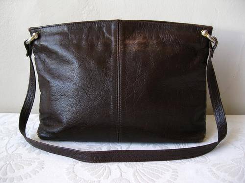 SUZY SMITH VINTAGE GENUINE LEATHER BROWN SHOULDER HANDBAG BAG