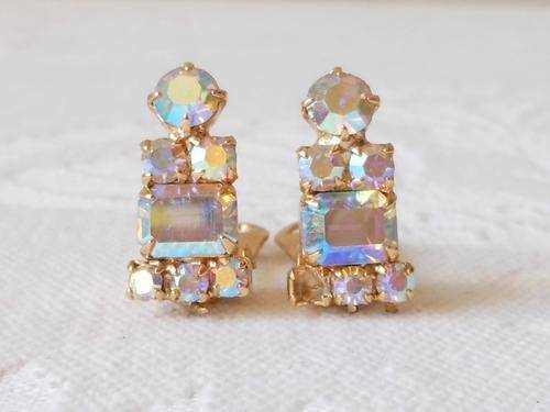 *CLEARANCE SALE - 66% OFF* VINTAGE RHINESTONE CRYSTAL CLIP-ON COSTUME EARRINGS