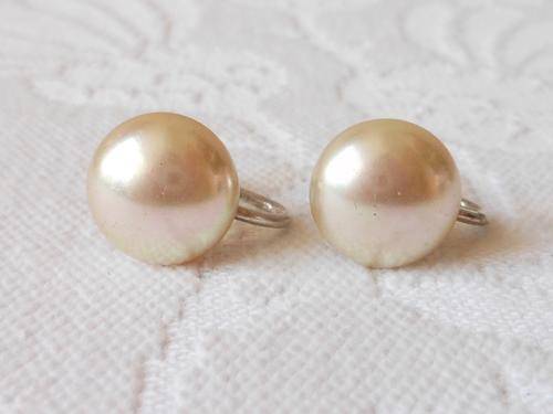 *NEW YEAR SALE - 50% OFF**RICHELIEU* DESIGNER VINTAGE STERLING SILVER FAUX PEARL SCREW BACK EARRINGS