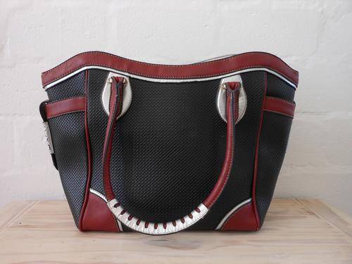 *NEW YEAR SALE - 50% OFF* RED BLACK FAUX LEATHER OVERSIZE LARGE TOTE SHOULDER BAG HANDBAG