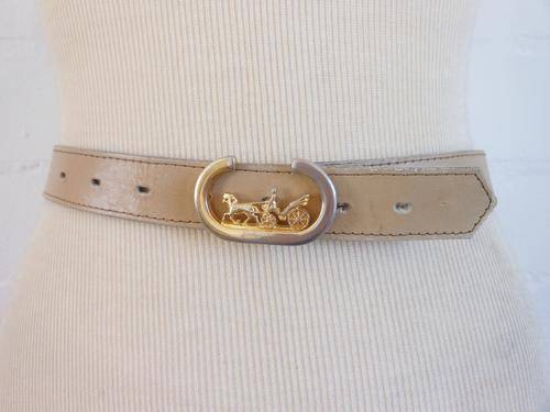 GENUINE LEATHER VINTAGE TAN BROWN LADIES CELINE STYLE GOLD BUCKLE WAIST BELT