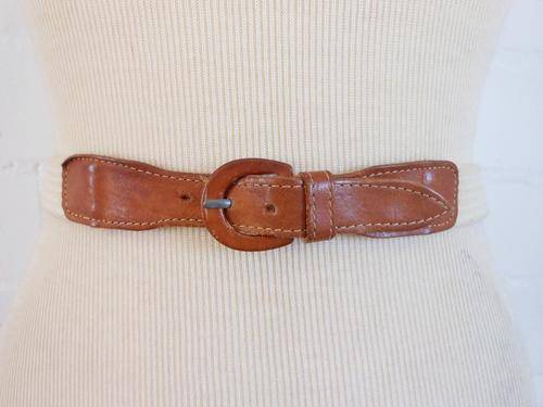 *END SEASON SALE* VINTAGE GENUINE LEATHER CREAM FABRIC LADIES WAIST BELT
