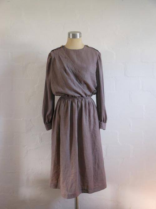 VINTAGE MAUVE PURPLE LONG SLEEVE DAY DRESS - SIZE 10