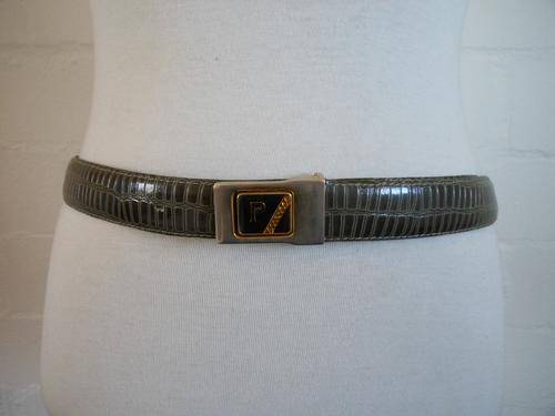 *NEW YEAR SALE - 75% OFF!* VINTAGE FAUX CROC EMBOSSED GREEN MEN'S BELT