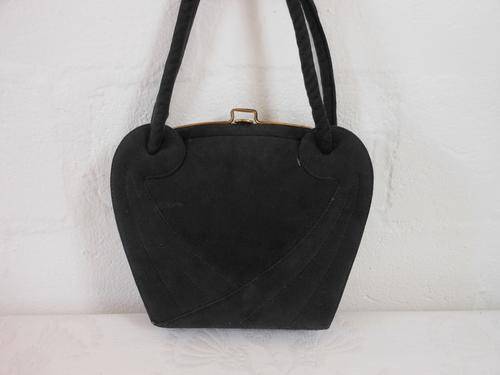 *NEW YEAR SALE - 33% OFF!* VINTAGE GENUINE SUEDE LEATHER MINI BLACK EVENING CLUTCH BAG