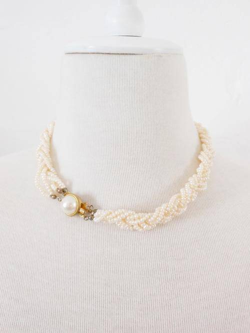 REAL FRESHWATER CULTURED PEARL VINTAGE CREAM MULTI-STRAND NECKLACE