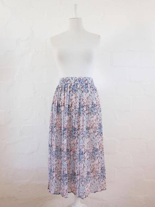 VINTAGE FLORAL PLEATED HIGH WAIST SKIRT - SIZE XL