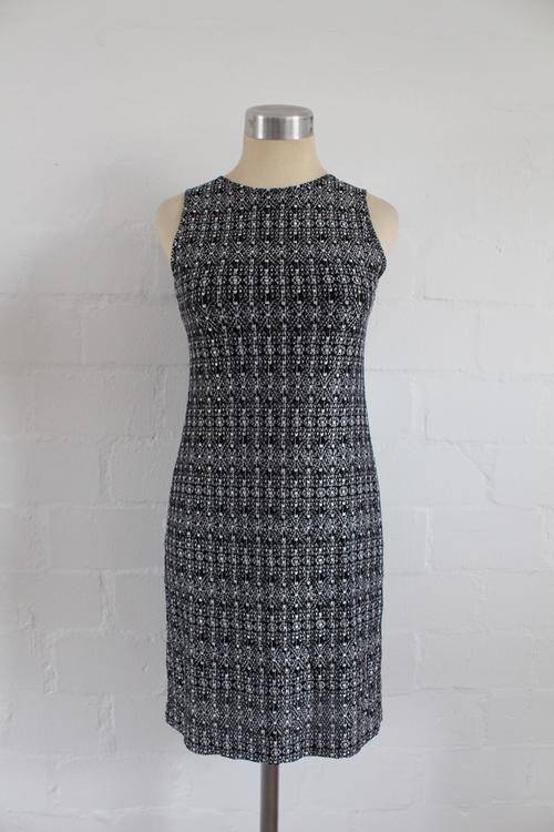 *ERROL ARENDZ* VINTAGE DESIGNER BLACK WHITE SHIFT DRESS - SIZE 10