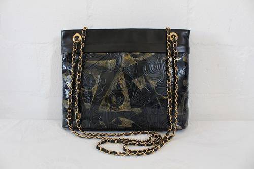 VINTAGE GENUINE LEATHER CHAIN SHOULDER BAG HANDBAG
