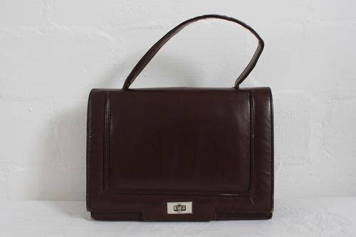 GENUINE LEATHER VINTAGE DARK BROWN HANDBAG BAG
