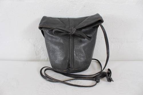 VINTAGE GENUINE LEATHER GREY SMALL SLING BAG HANDBAG - BRAZIL