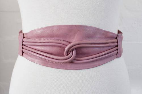 VINTAGE GENUINE LEATHER PINK WIDE WAIST BELT