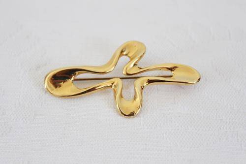 VINTAGE GOLD PLATED ABSTRACT BROOCH PIN