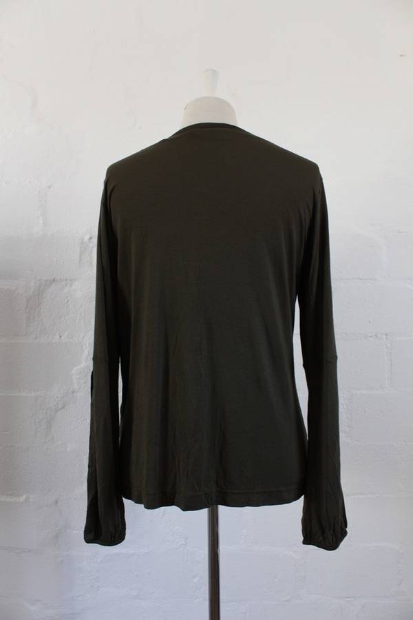 *SALE - 50% OFF!* HENNES KHAKI GREEN TIE NECK LONG SLEEVE TOP TSHIRT - SIZE L