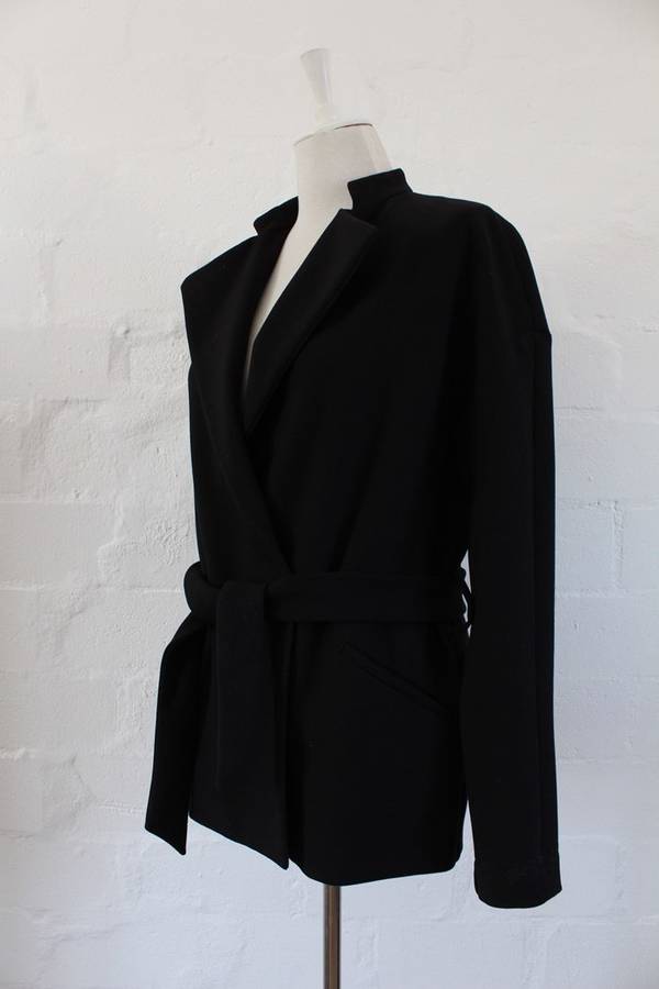 *FLASH SALE - 50% OFF!* *STILE BENETTON* DESIGNER BLACK TIE WAIST COAT JACKET - SIZE 10