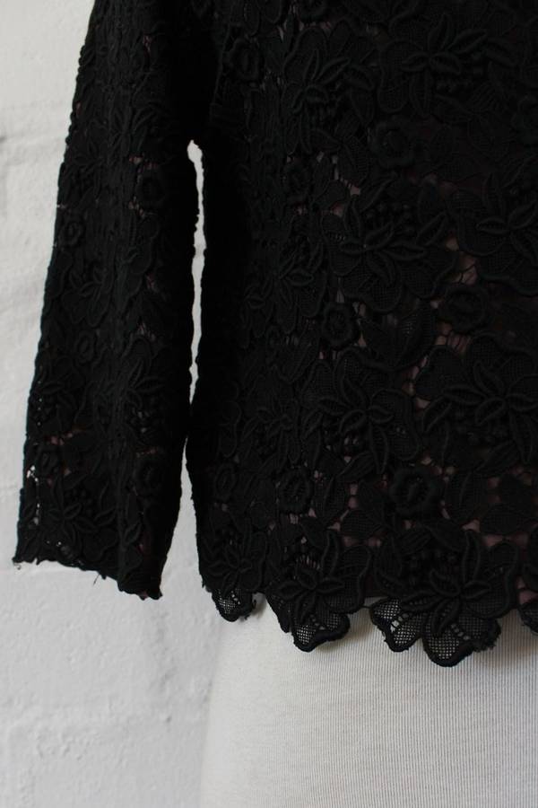 VINTAGE LACE OVERLAY BLACK TOP JACKET - SIZE 10