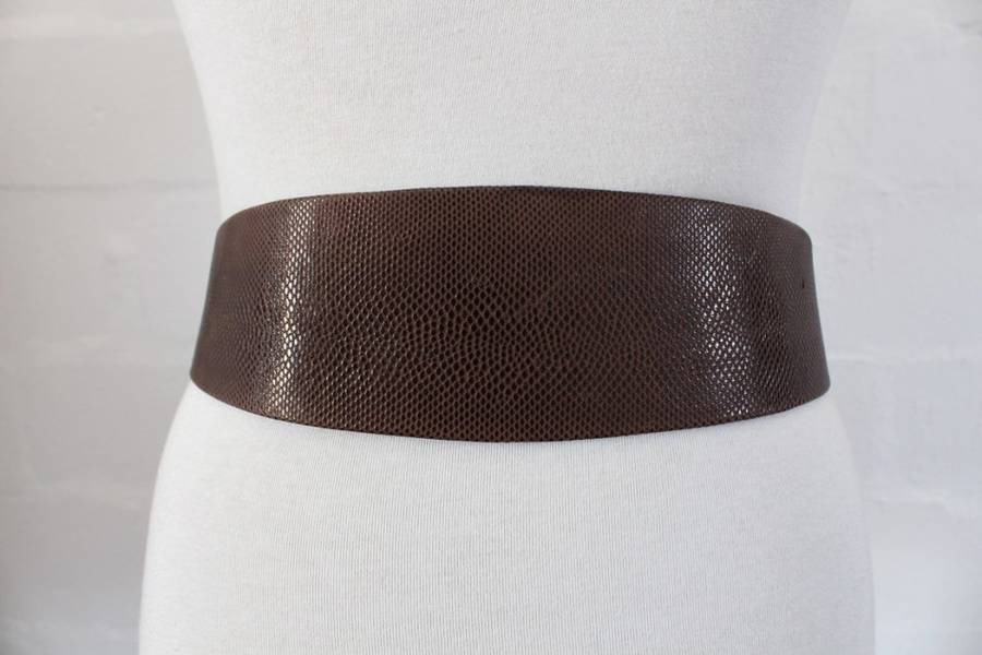 *GENUINE LIZARD SKIN* VINTAGE LEATHER BROWN WAIST BELT
