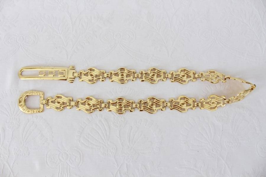 VINTAGE GOLD TONE METAL CHAIN BUCKLE COSTUME BELT