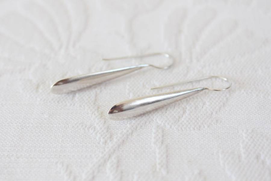 STERLING SILVER VINTAGE TEARDROP DANGLE PIERCED EARRINGS