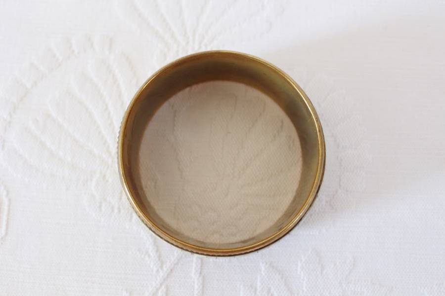 VINTAGE BONE INLAY BRASS CHUNKY TRIBAL BANGLE BRACELET