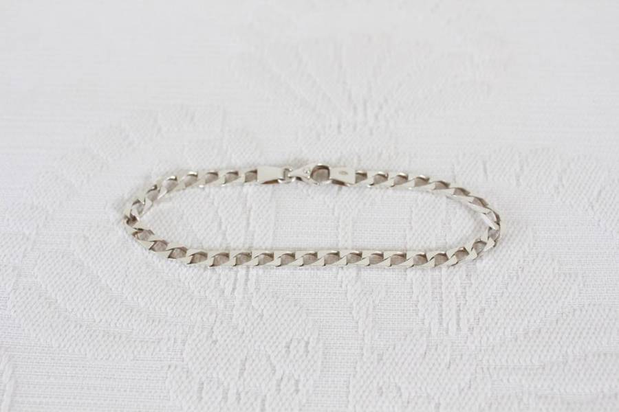 VINTAGE STERLING SILVER ITALY CHAIN LINK BRACELET BANGLE