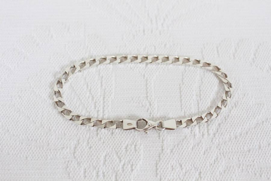 VINTAGE STERLING SILVER ITALY CHAIN LINK BRACELET BANGLE