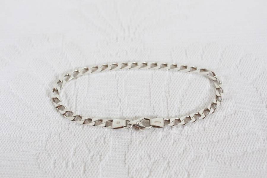 VINTAGE STERLING SILVER ITALY CHAIN LINK BRACELET BANGLE