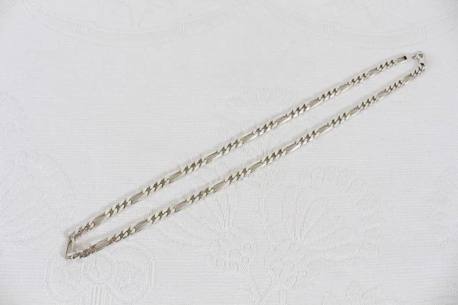 STERLING SILVER VINTAGE WIDE CHUNKY CHAIN NECKLACE