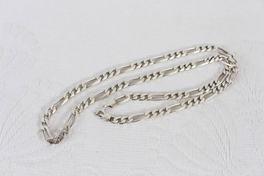 STERLING SILVER VINTAGE WIDE CHUNKY CHAIN NECKLACE
