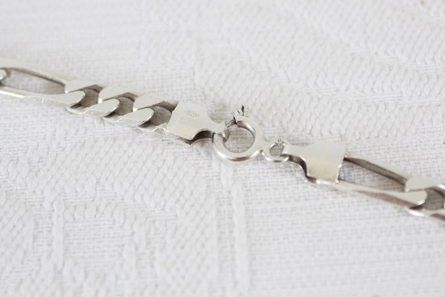 STERLING SILVER VINTAGE WIDE CHUNKY CHAIN NECKLACE