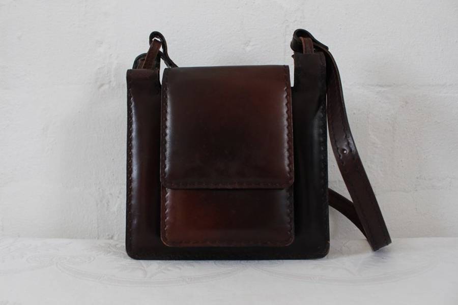 GENUINE THICK LEATHER VINTAGE BROWN SHOULDER BAG HANDBAG
