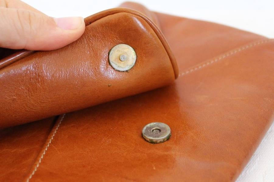 *GOLD PFEIL* VINTAGE DESIGNER GENUINE LEATHER TAN BROWN CLUTCH PURSE BAG