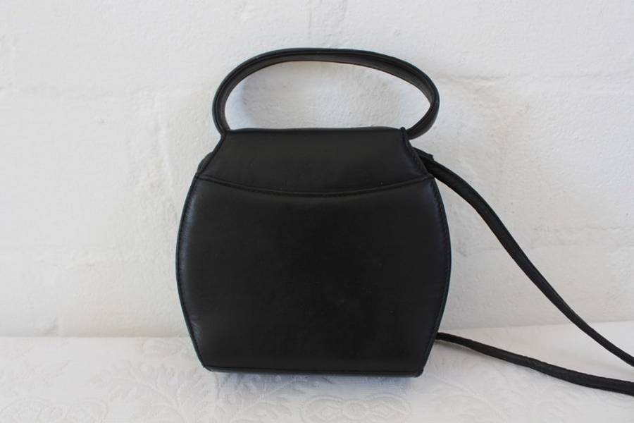 GENUINE LEATHER VINTAGE MINI BLACK SLING HANDBAG BAG