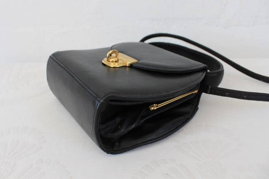 GENUINE LEATHER VINTAGE MINI BLACK SLING HANDBAG BAG