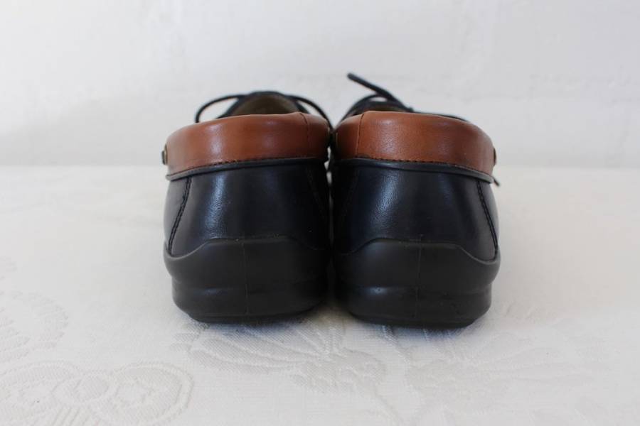 GENUINE LEATHER NAVY TAN HOTTER MOCCASINS SHOES - SIZE 5.5