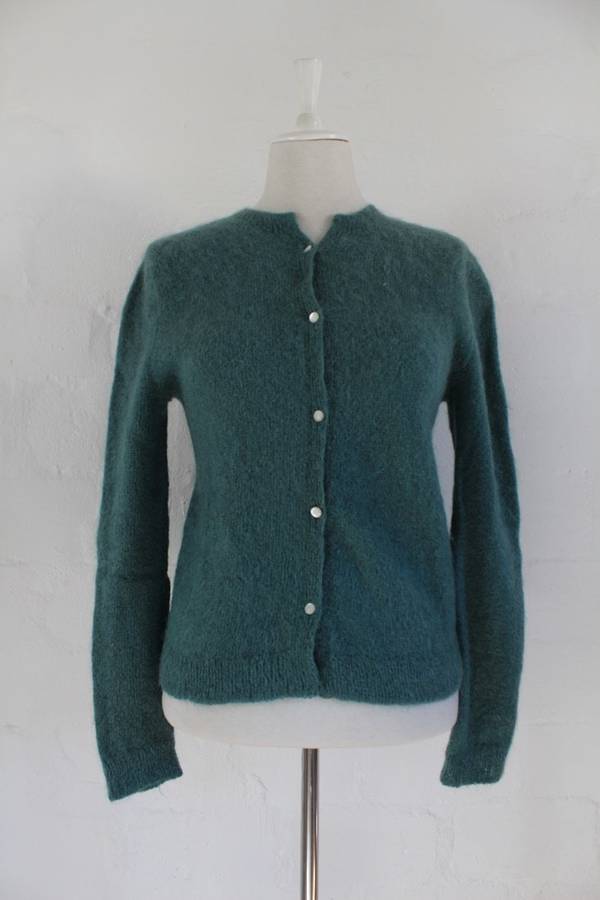 VINTAGE WOOL GREEN CARDIGAN SWEATER JERSEY - SIZE S