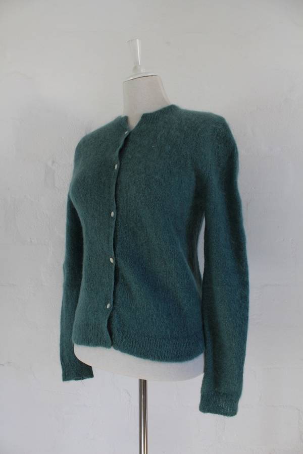 VINTAGE WOOL GREEN CARDIGAN SWEATER JERSEY - SIZE S