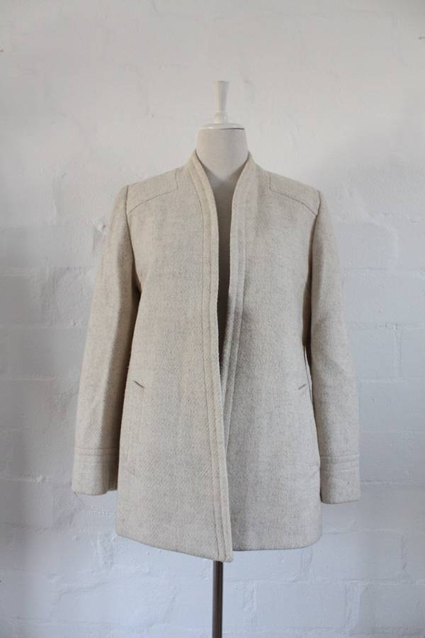VINTAGE WOOL CREAM SIMPLE JACKET COAT - SIZE 12