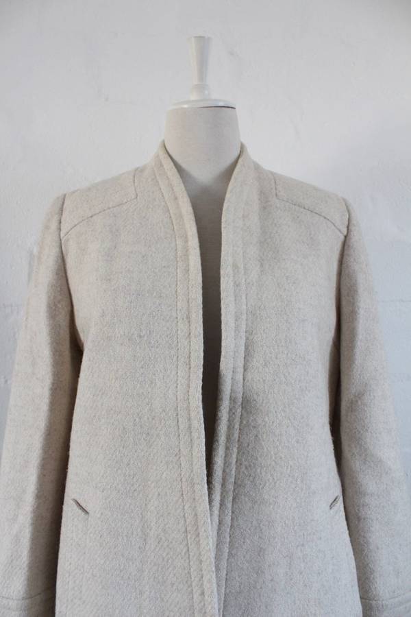 VINTAGE WOOL CREAM SIMPLE JACKET COAT - SIZE 12