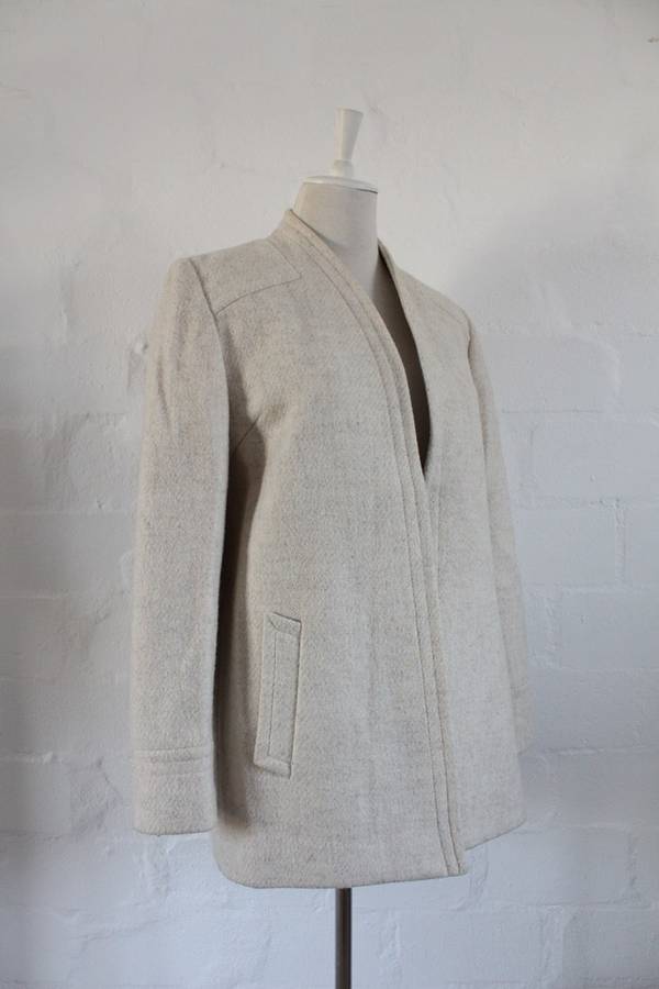 VINTAGE WOOL CREAM SIMPLE JACKET COAT - SIZE 12