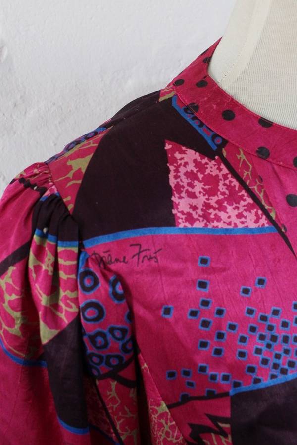 *DIANE FREIS* DESIGNER VINTAGE PINK PRINTED COCKTAIL DRESS - SIZE 12