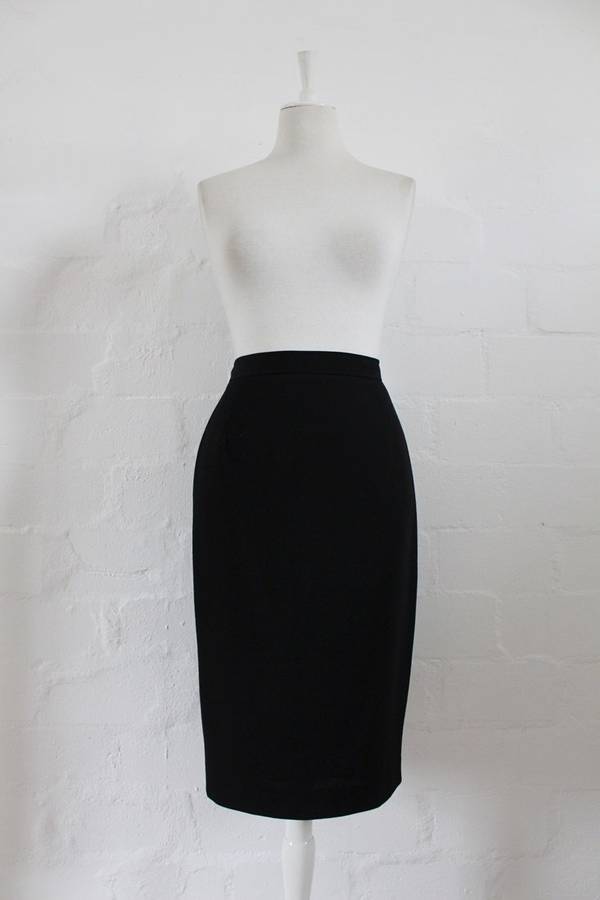 *UNGARO SOLO DONNA PARIS* BLACK WOOL PENCIL SKIRT - SIZE 10