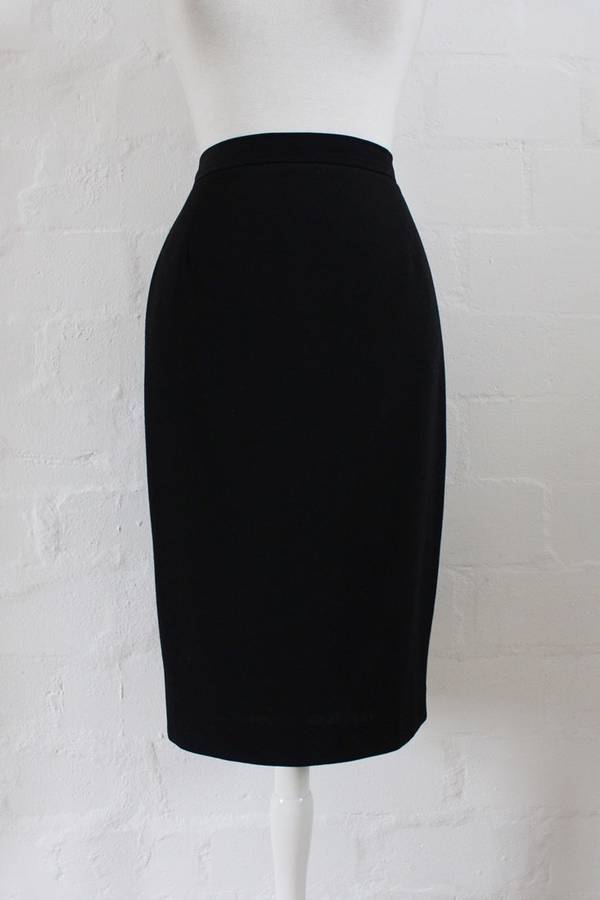 *UNGARO SOLO DONNA PARIS* BLACK WOOL PENCIL SKIRT - SIZE 10