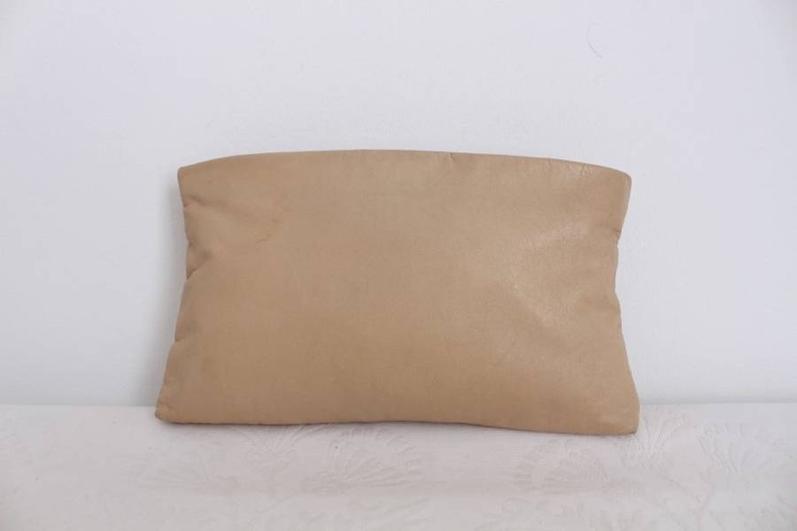 VINTAGE BEIGE GENUINE LEATHER CLUTCH BAG PURSE