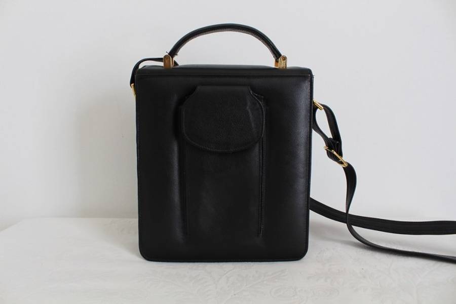 GENUINE LEATHER BLACK SATCHEL MESSENGER SLING BAG HANDBAG