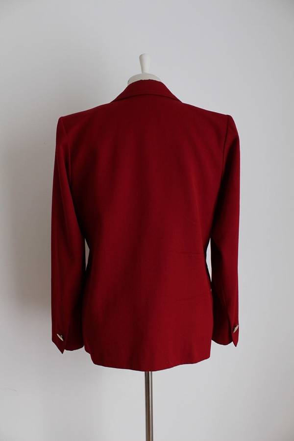 *YVES SAINT LAURENT VARIATION* VINTAGE DESIGNER RED BLAZER JACKET - SIZE 12