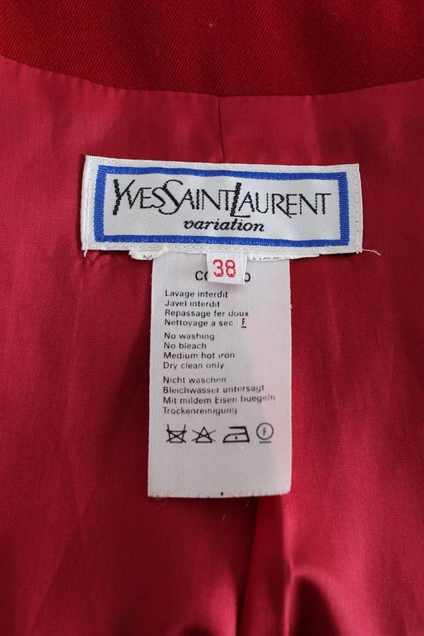 *YVES SAINT LAURENT VARIATION* VINTAGE DESIGNER RED BLAZER JACKET - SIZE 12